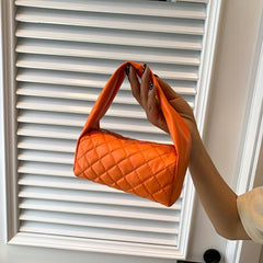 Quilted Handbag Solid PU Leather Underarm Bag Women's Casual Shoulder Purse