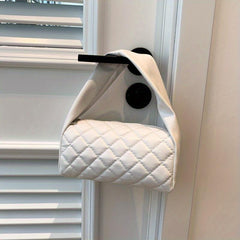 Quilted Handbag Solid PU Leather Underarm Bag Women's Casual Shoulder Purse