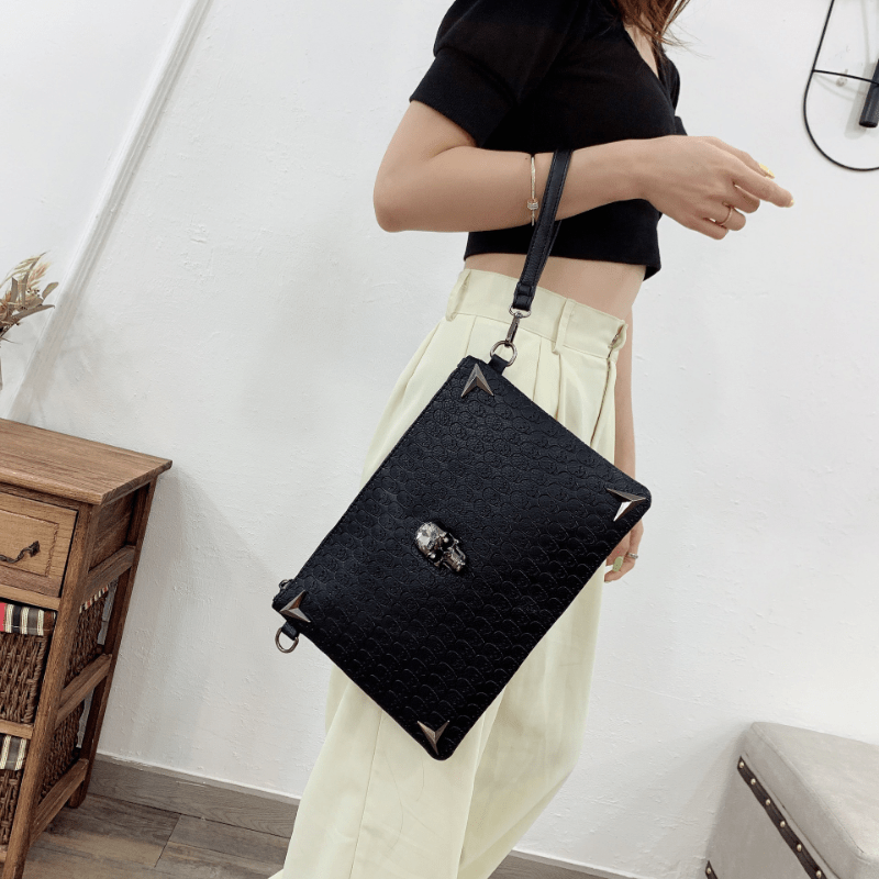 Gothic Skull Pattern Crossbody Bag Large Capacity Shoulder Bag