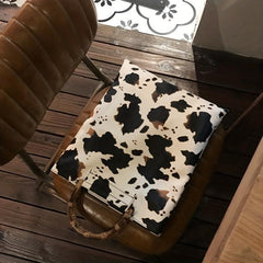 Cow Print Handbag Women Vintage Vegan Leather Large Capacity Shopping Bag