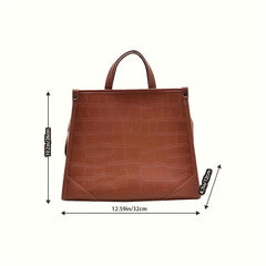 Crocodile Embossed Tote Bag Large Capacity Crossbody Bag