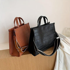 Crocodile Embossed Tote Bag Large Capacity Crossbody Bag