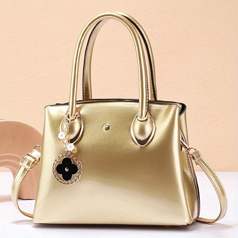 Tote Satchel Bag Solid Handbag All Match Classic Bag With Pendant
