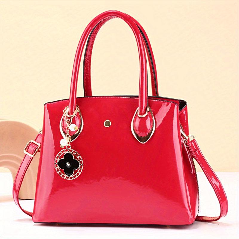 Tote Satchel Bag Solid Handbag All Match Classic Bag With Pendant