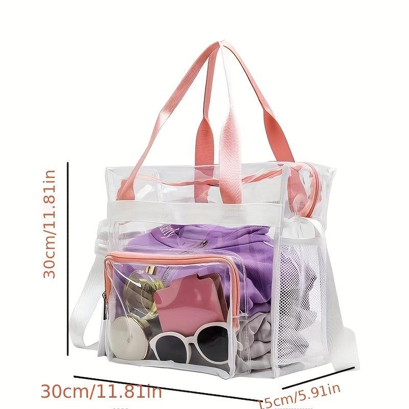 Large Capacity Transparent Tote Bag Storage Shoulder Bag Waterproof Bag