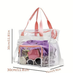Large Capacity Transparent Tote Bag Storage Shoulder Bag Waterproof Bag