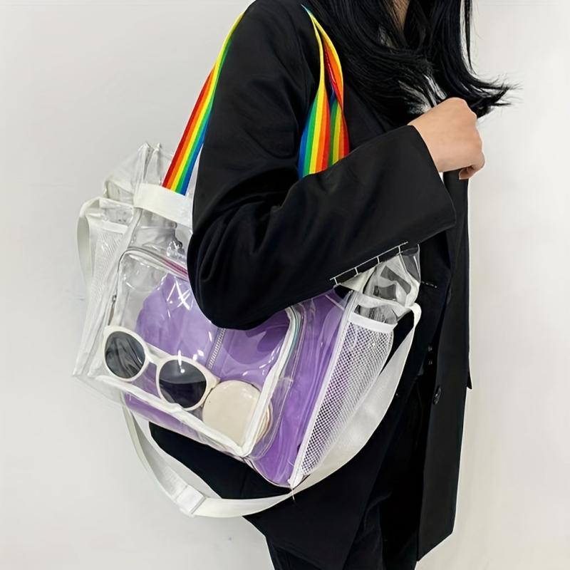 Large Capacity Transparent Tote Bag Storage Shoulder Bag Waterproof Bag