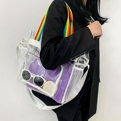 Large Capacity Transparent Tote Bag Storage Shoulder Bag Waterproof Bag