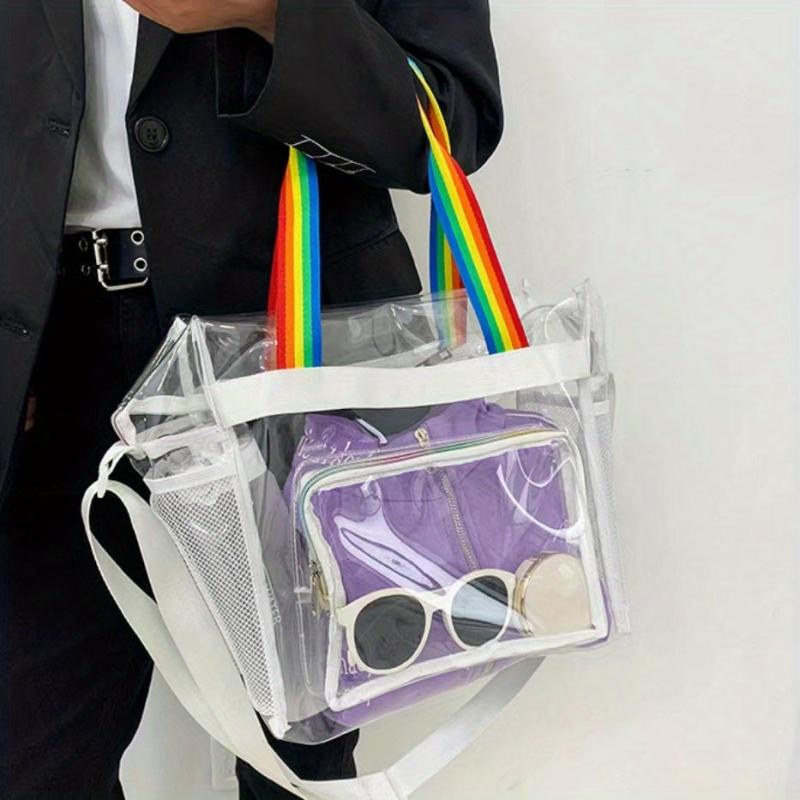 Large Capacity Transparent Tote Bag Storage Shoulder Bag Waterproof Bag