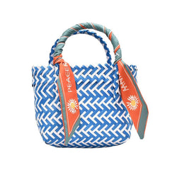 Striped Block Mini Straw Beach Bag Top Handle Handbag
