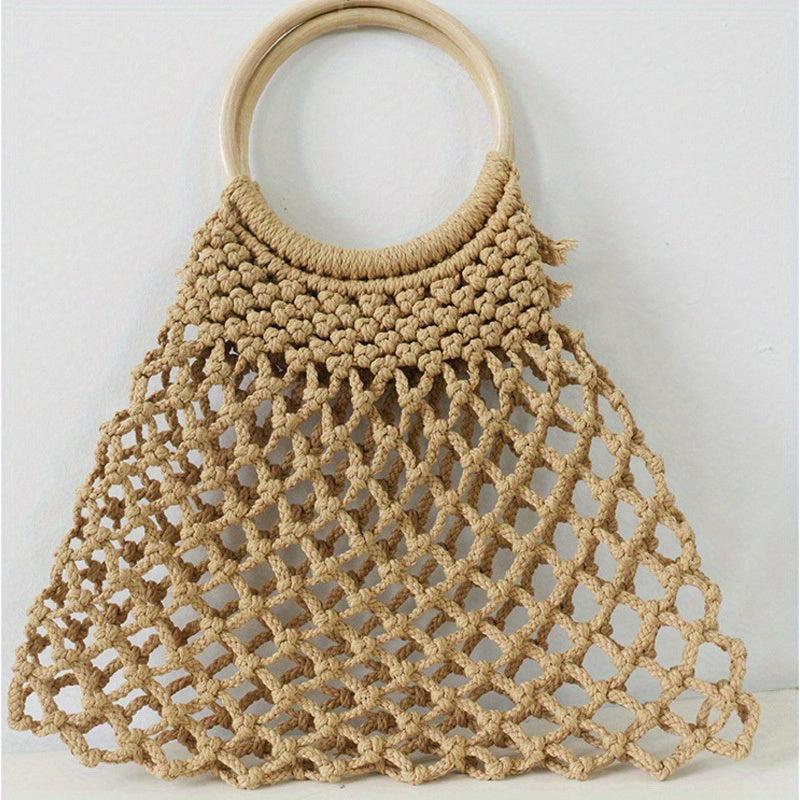 Straw Hollow Handbag Lightweight Large Capacity Satchel Bag