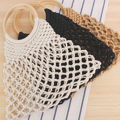 Straw Hollow Handbag Lightweight Large Capacity Satchel Bag