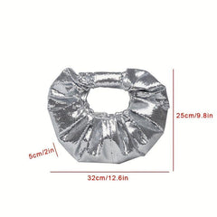 Sequin Decor Pleated Round Handbag Glitter Ruched Purse
