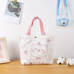 Cartoon Animal Pattern Handbag Canvas Gift Bag for Work & School