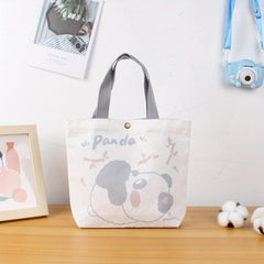 Cartoon Animal Pattern Handbag Canvas Gift Bag for Work & School