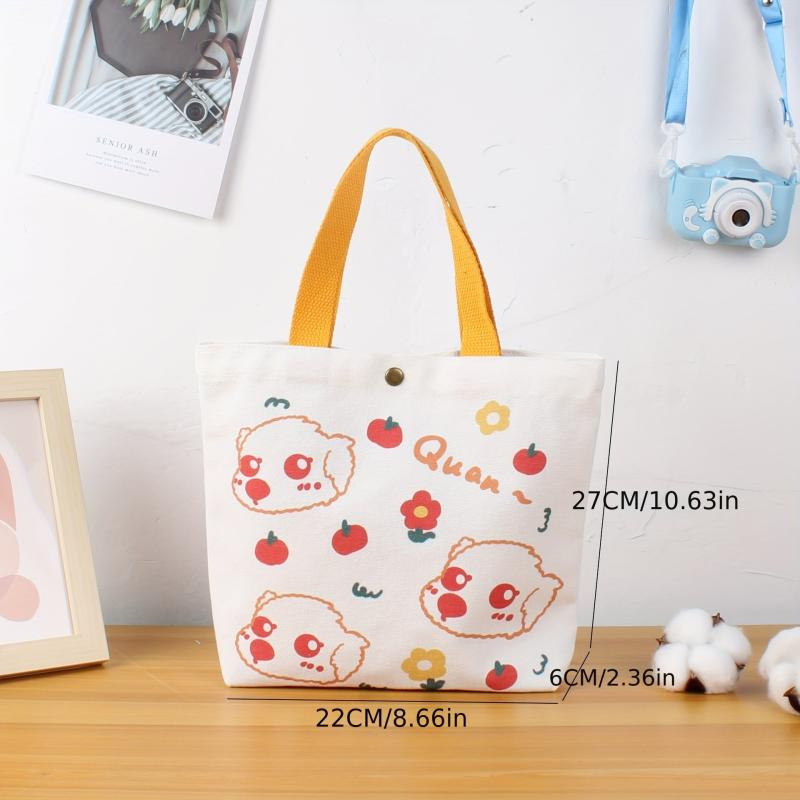 Cartoon Animal Pattern Handbag Canvas Gift Bag for Work & School