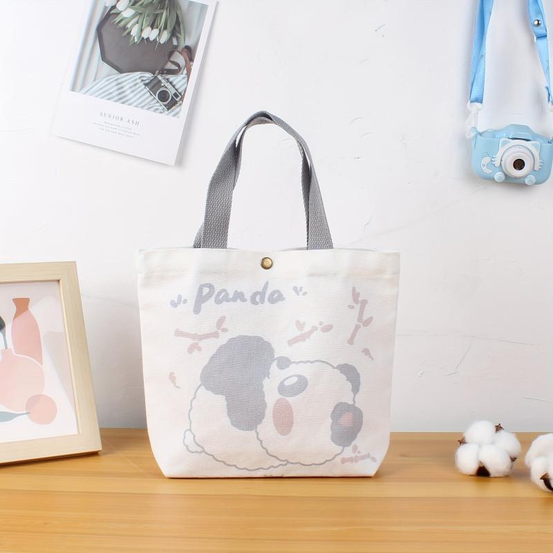 Cartoon Animal Pattern Handbag Canvas Gift Bag for Work & School