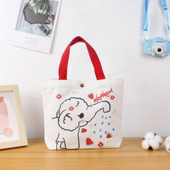 Cartoon Animal Pattern Handbag Canvas Gift Bag for Work & School