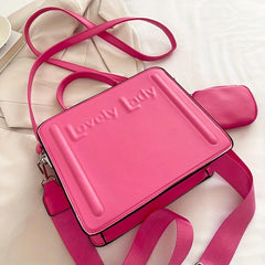 2pcs Embossed Handbag Set Candy Crossbody Bag Square Shoulder Bag