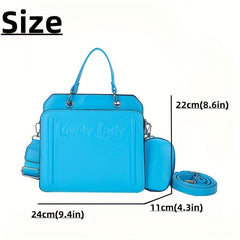 2pcs Embossed Handbag Set Candy Crossbody Bag Square Shoulder Bag