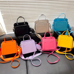 2pcs Embossed Handbag Set Candy Crossbody Bag Square Shoulder Bag