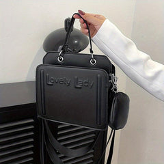 2pcs Embossed Handbag Set Candy Crossbody Bag Square Shoulder Bag