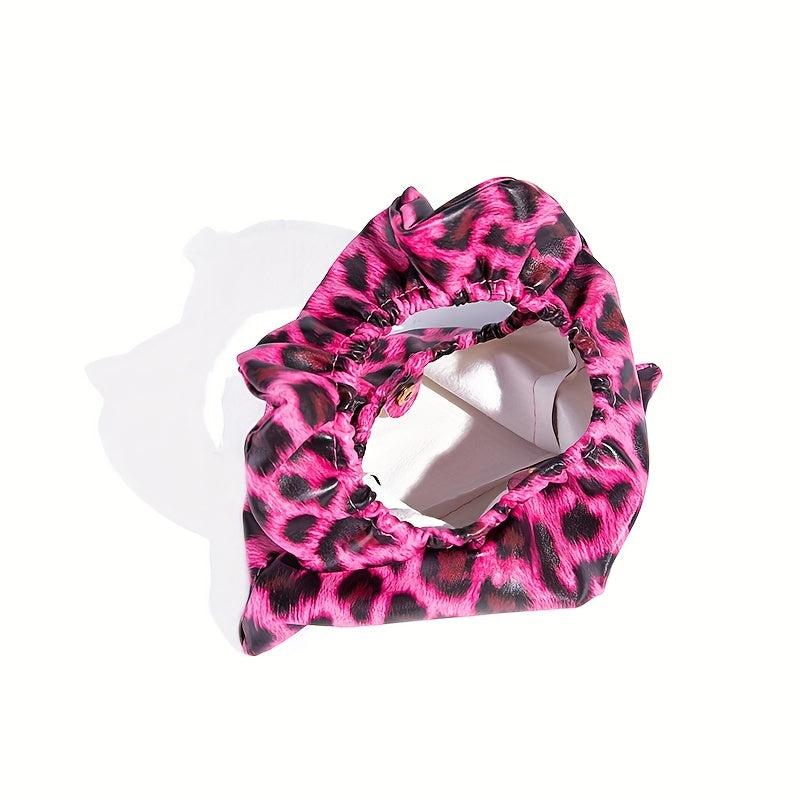 Leopard Print Handbags Ruched Clutch Purse Small Tote For Work & Shopping