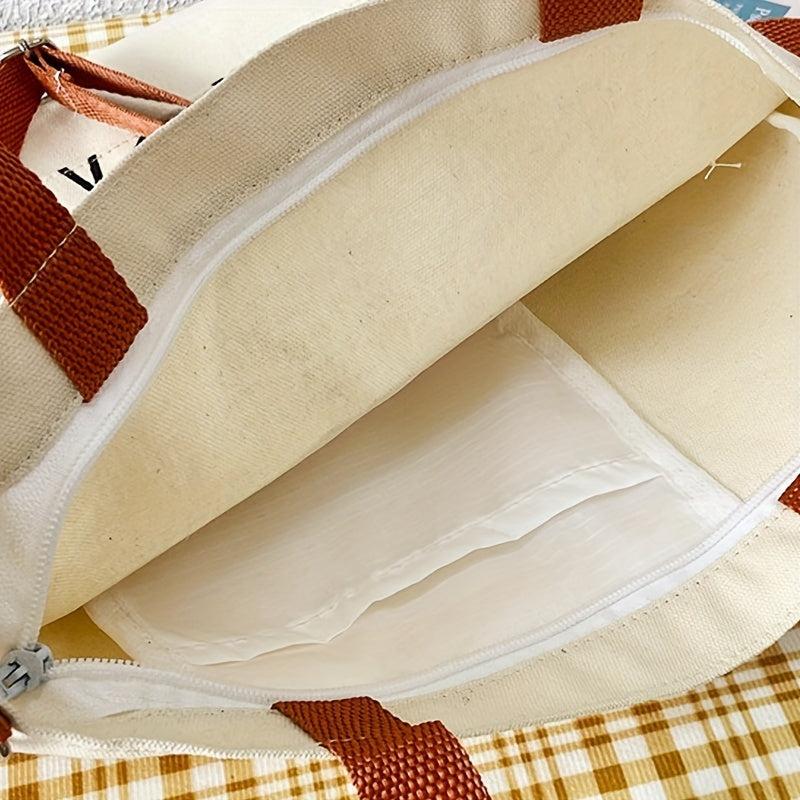 Cartoon Large Capacity Canvas Tote Bag Lightweight Shoulder Bag
