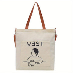 Cartoon Large Capacity Canvas Tote Bag Lightweight Shoulder Bag