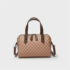 Vintage Geometric Boston Bag Retro PU Crossbody Handbag