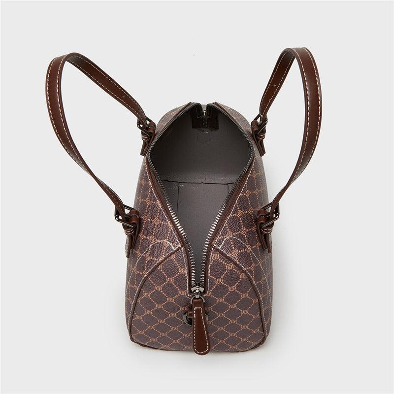 Vintage Geometric Boston Bag Retro PU Crossbody Handbag