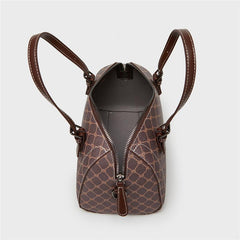 Vintage Geometric Boston Bag Retro PU Crossbody Handbag