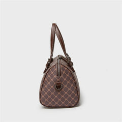 Vintage Geometric Boston Bag Retro PU Crossbody Handbag