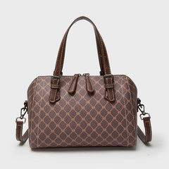 Vintage Geometric Boston Bag Retro PU Crossbody Handbag