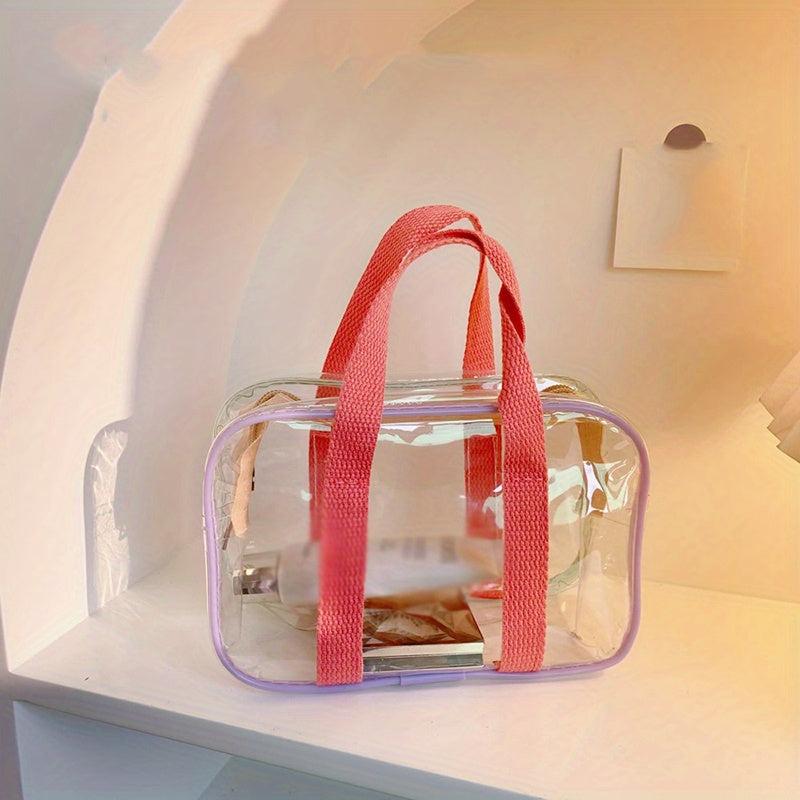 Clear PVC Jelly Handbags Waterproof Travel Cosmetic Bag Portable