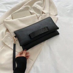 Crocodile Zipper Wristlet Clutch Bag Faux Leather Purse