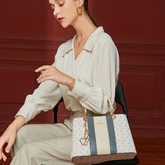 Vintage Geometric Print Tote Bag Classic Top Handle Satchel Handbag
