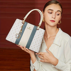 Vintage Geometric Print Tote Bag Classic Top Handle Satchel Handbag