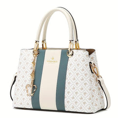 Vintage Geometric Print Tote Bag Classic Top Handle Satchel Handbag