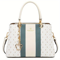 Vintage Geometric Print Tote Bag Classic Top Handle Satchel Handbag