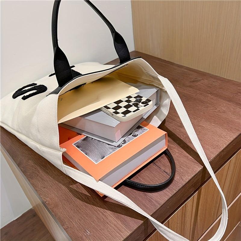 Plush Letter Graphic Handbag Canvas Tote Bag Shopping Bag