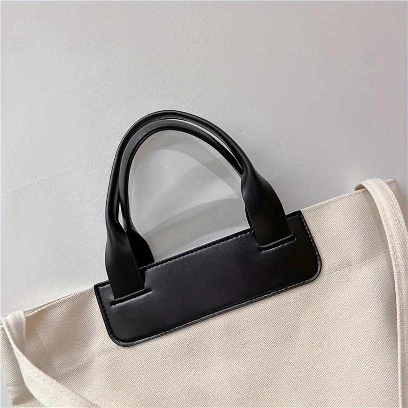 Plush Letter Graphic Handbag Canvas Tote Bag Shopping Bag