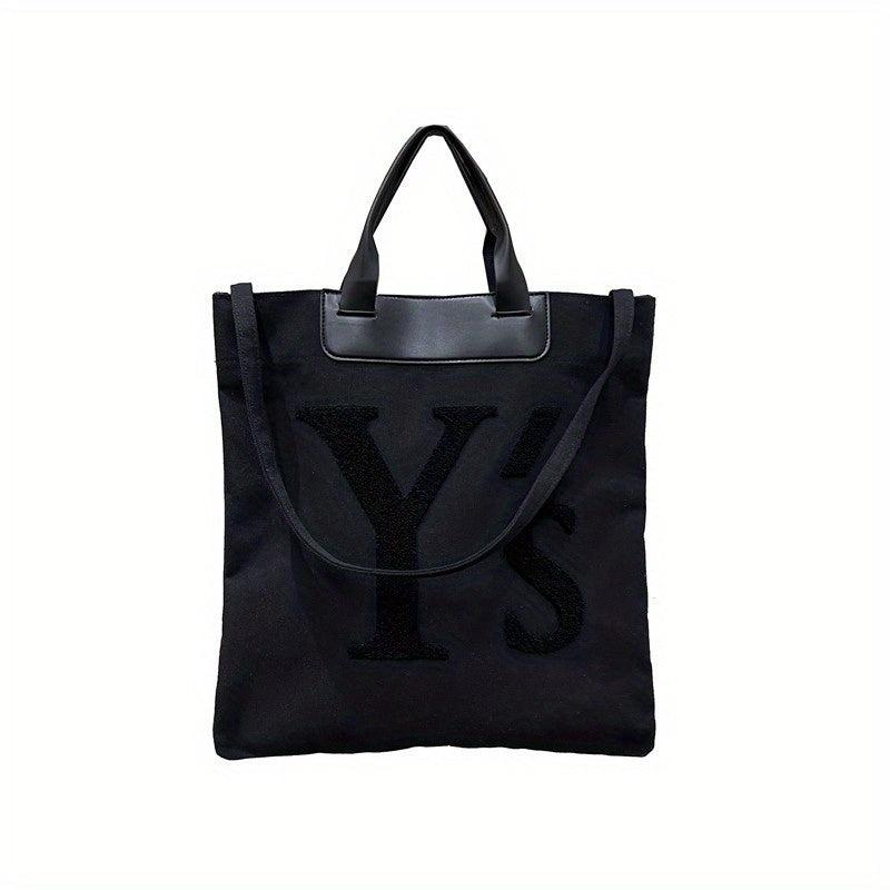 Plush Letter Graphic Handbag Canvas Tote Bag Shopping Bag