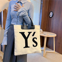 Plush Letter Graphic Handbag Canvas Tote Bag Shopping Bag