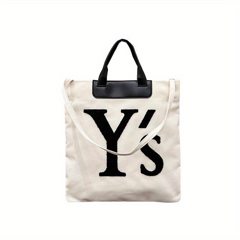 Plush Letter Graphic Handbag Canvas Tote Bag Shopping Bag