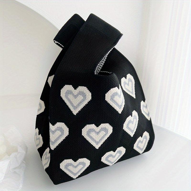 Pattern Block Knot Handbag Japanese Style Lightweight Portable