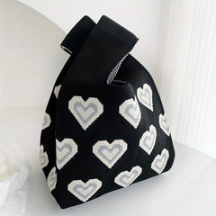 Pattern Block Knot Handbag Japanese Style Lightweight Portable