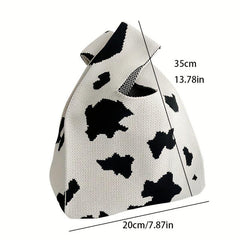 Pattern Block Knot Handbag Japanese Style Lightweight Portable