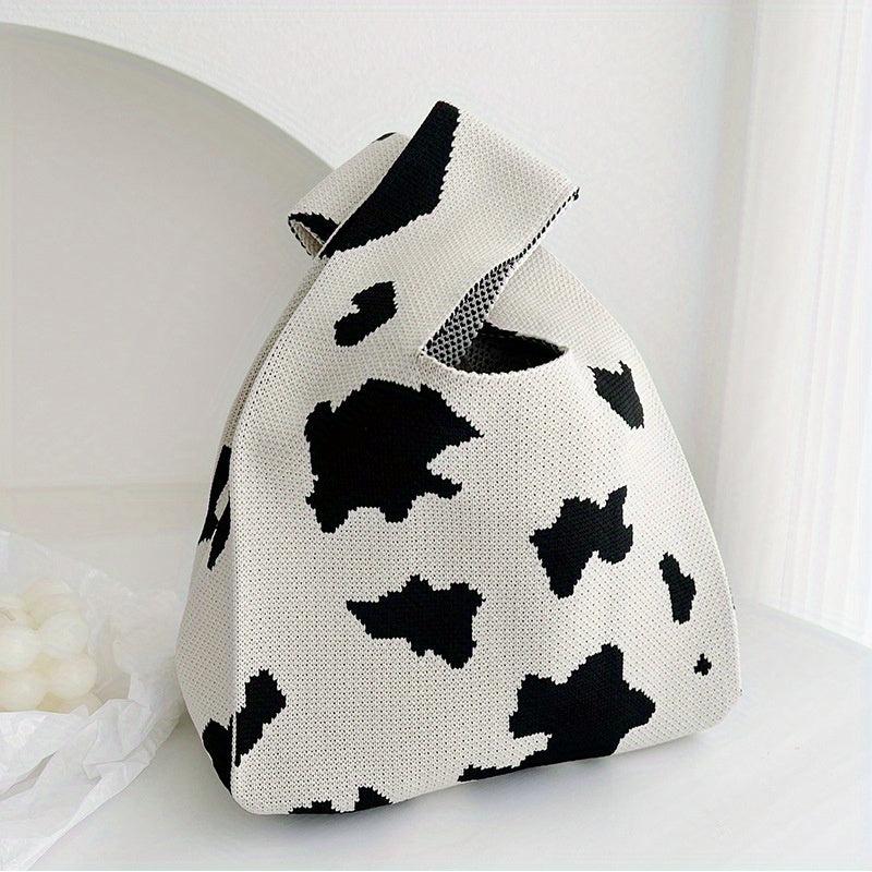 Pattern Block Knot Handbag Japanese Style Lightweight Portable