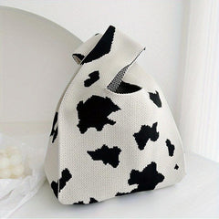 Pattern Block Knot Handbag Japanese Style Lightweight Portable